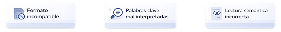 Formato incompatible, Palabras mal interpretadas, Lectura incorrecta
